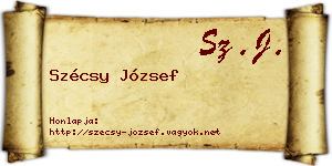 Szécsy József névjegykártya